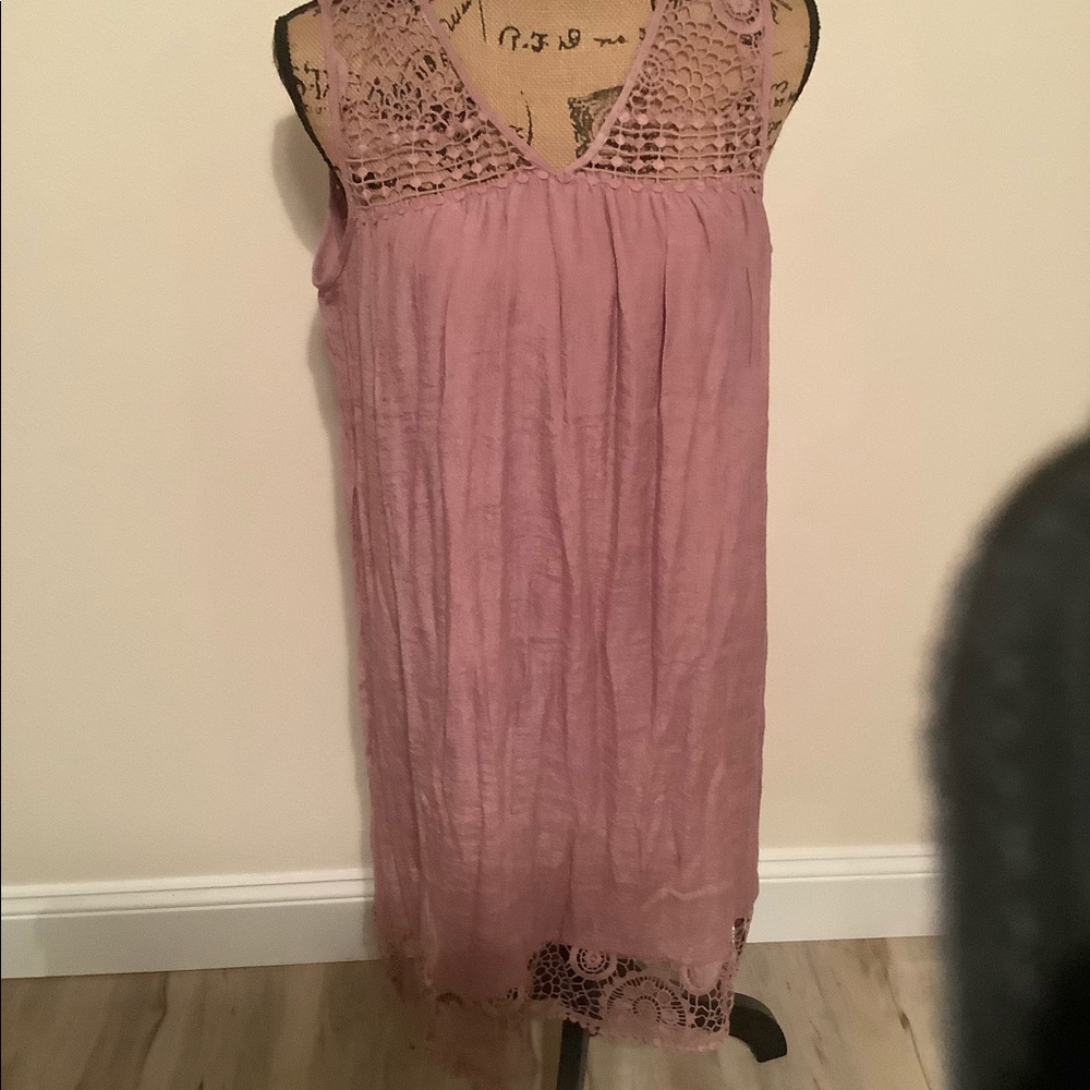 Indigo Rose pink dress with lace top.